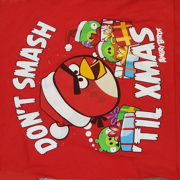 Angry Birds Don't Smash 'Til Christmas  Long Sleeve T-Shirt Size 6/7 - Picture 2 of 5
